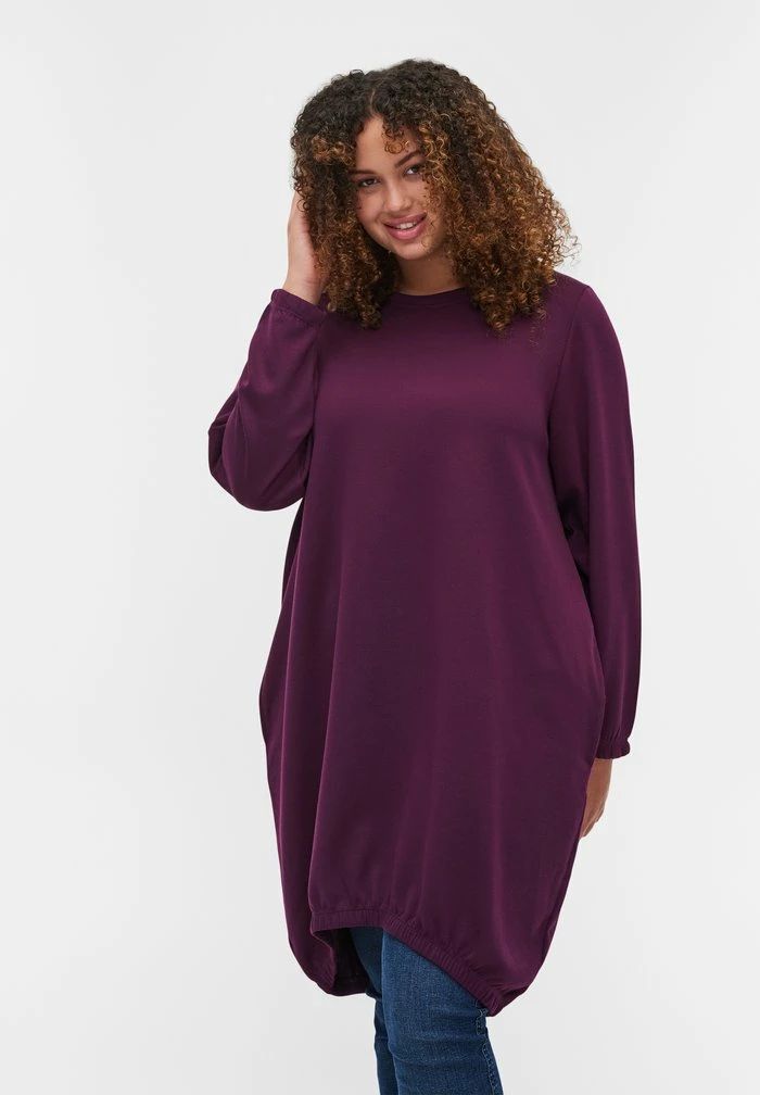 Zizzi Robe En Jersey - Winter Bloom 1 Zizzi Robe En Jersey - Winter Bloom