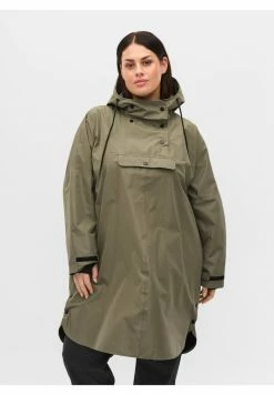 Zizzi REGENPONCHO MIT FRONTTASCHEN - Parka - Castor Gray