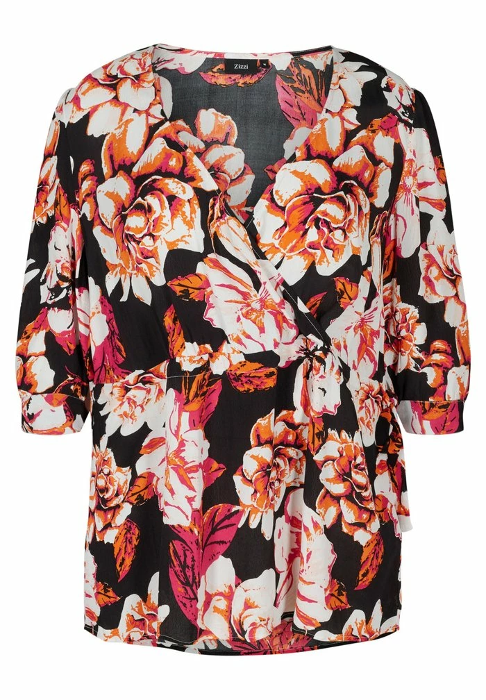 Zizzi Blouse - Black Big Flower 4 Zizzi Blouse - Black Big Flower – Image 4