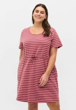 Zizzi SHORT SLEEVED - Robe De Jour - Apple Butter Stripe