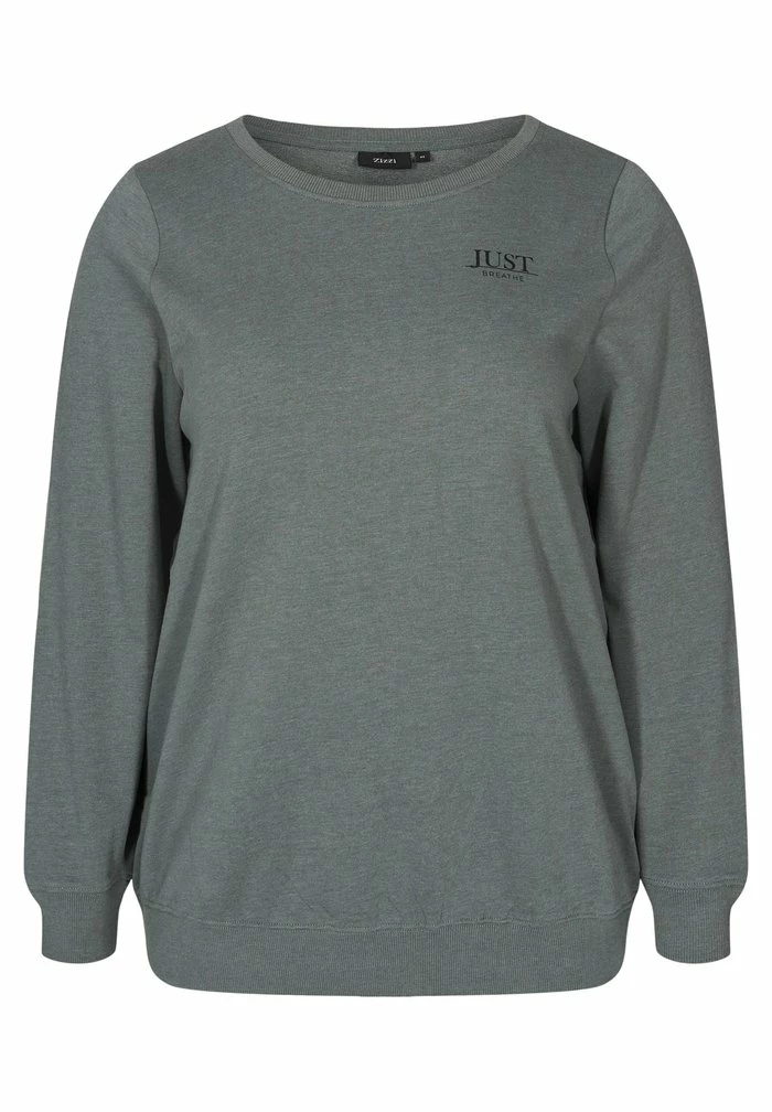 Zizzi Sweatshirt - Balsam Green Mel 5 Zizzi Sweatshirt - Balsam Green Mel – Image 5