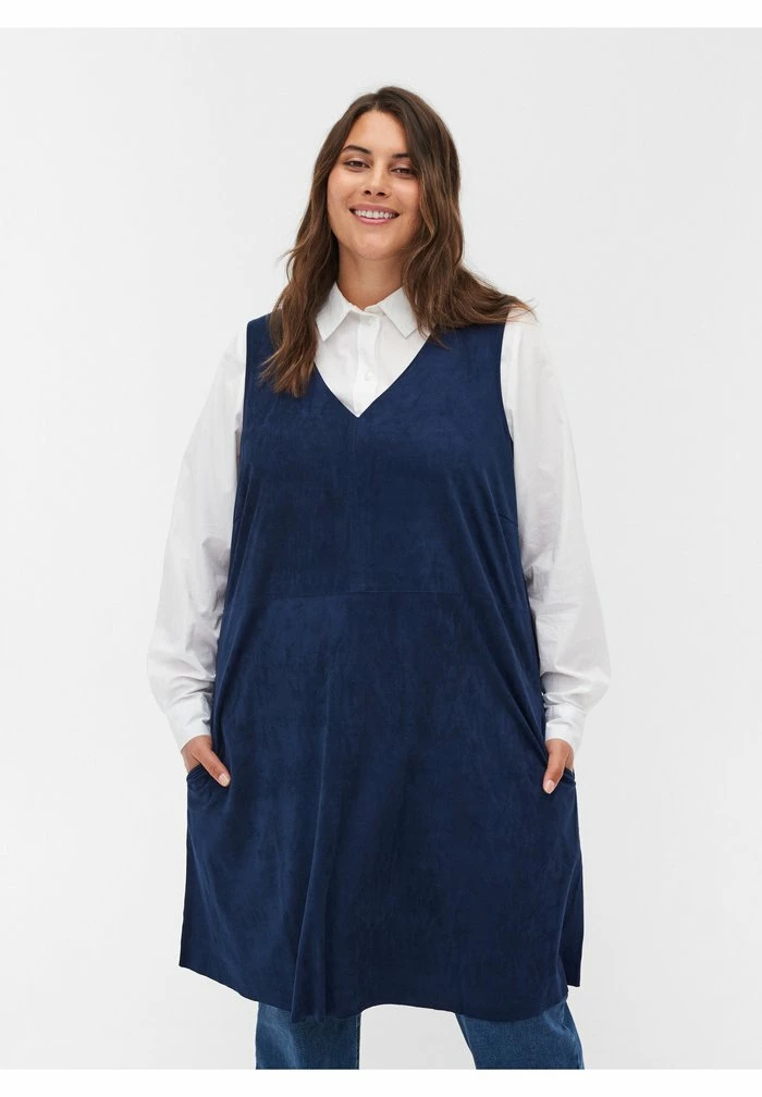 Zizzi ÆRMELØS MED A-FORM - Robe En Jean - Dark Blue 1 Zizzi ÆRMELØS MED A-FORM - Robe En Jean - Dark Blue