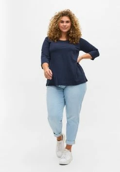 Zizzi WITH 3/4 LENGTH - T-shirt à Manches Longues - Blue