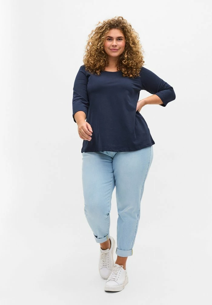 Zizzi WITH 3/4 LENGTH - T-shirt à Manches Longues - Blue 1 Zizzi WITH 3/4 LENGTH - T-shirt à Manches Longues - Blue