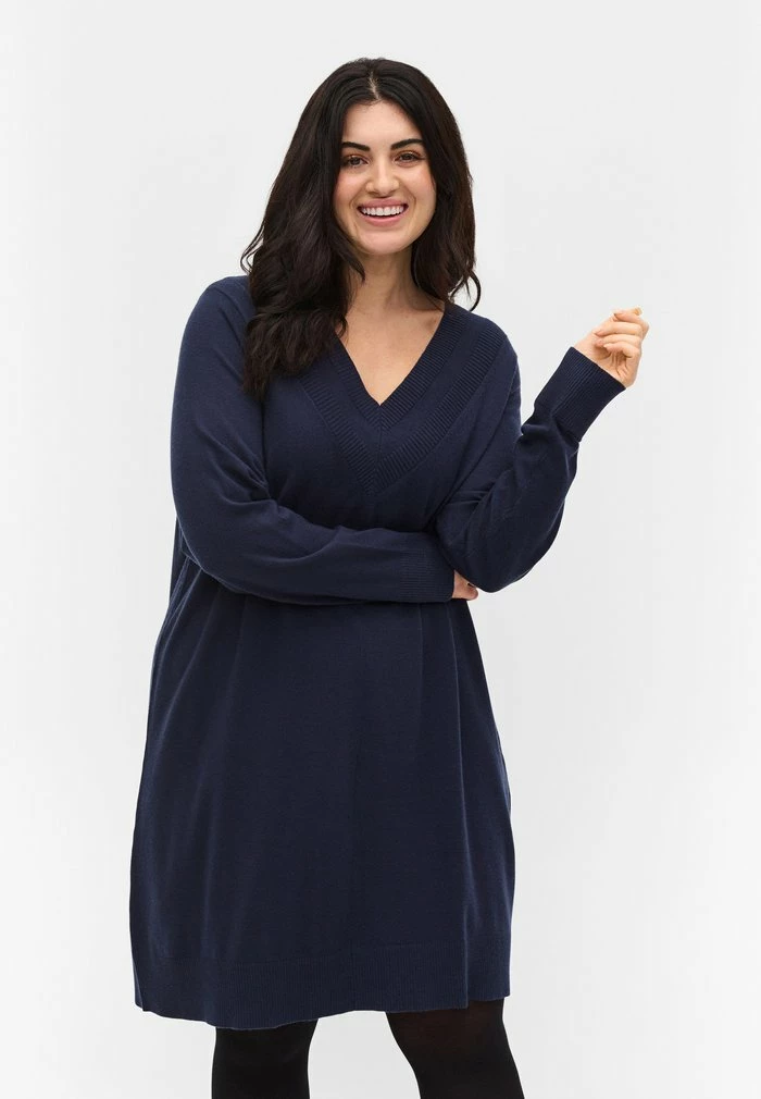Zizzi Robe Pull - Navy Blazer 1 Zizzi Robe Pull - Navy Blazer