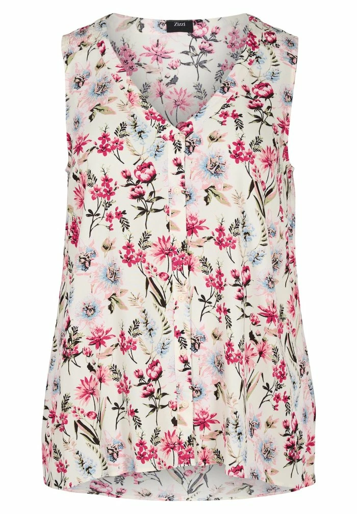 Zizzi FLORAL WITH BUTTONS - Débardeur - Bright White Aop 2 Zizzi FLORAL WITH BUTTONS - Débardeur - Bright White Aop – Image 2