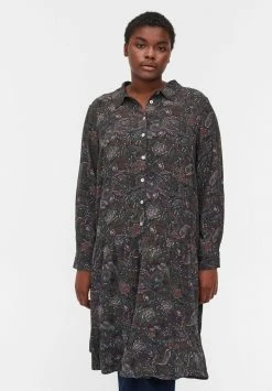 Zizzi PRINT - Robe Chemise - Green Paisley Aop