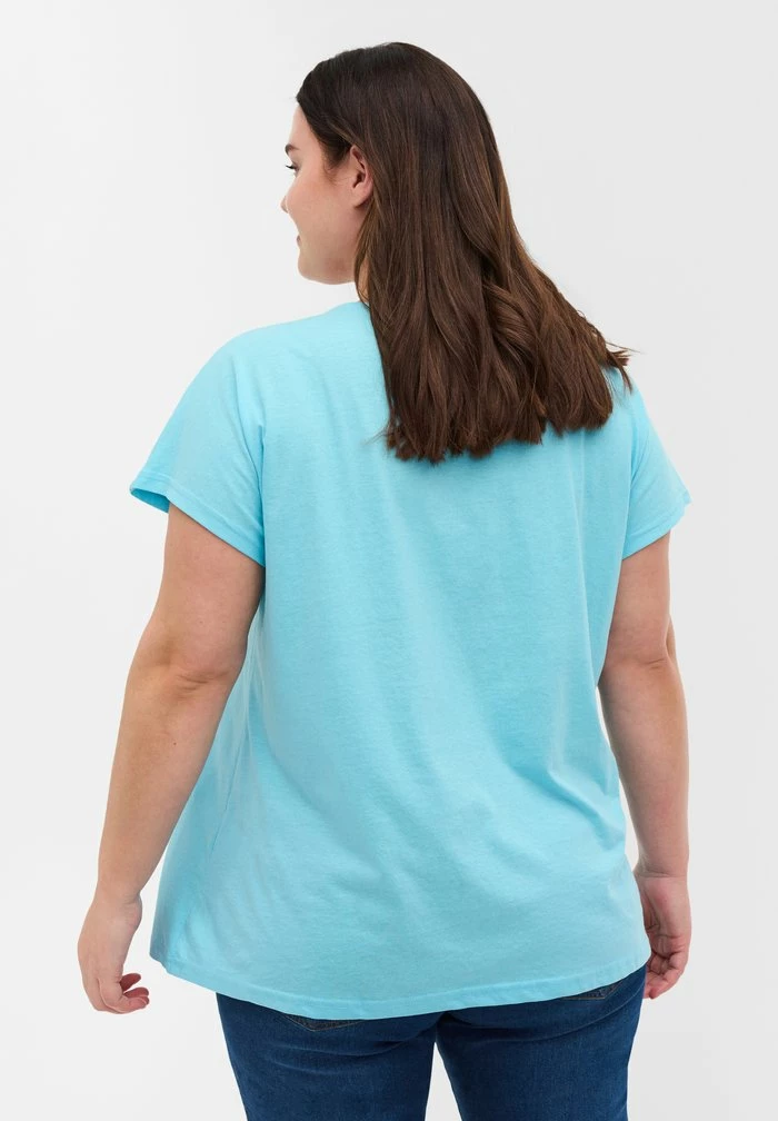 Zizzi T-shirt Basique - Turquoise 2 Zizzi T-shirt Basique - Turquoise – Image 2