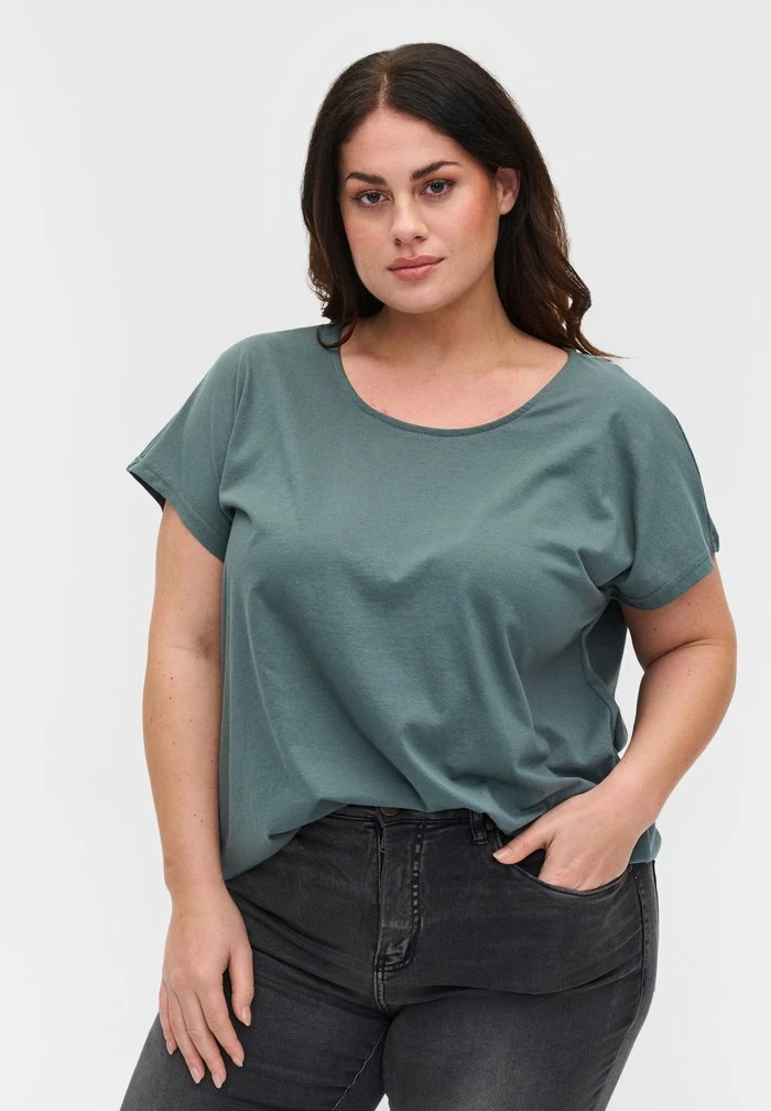 Zizzi T-shirt Basique - Green 1 Zizzi T-shirt Basique - Green
