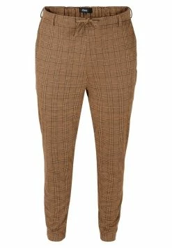 Zizzi MIT KAROMUSTER - Pantalon Classique - Brown Check