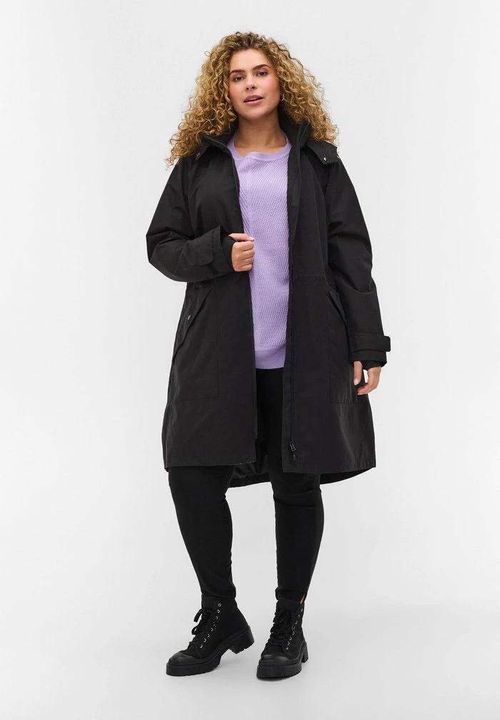 Zizzi MIT ABNEHMBARER KAPUZE - Parka - Black 1 Zizzi MIT ABNEHMBARER KAPUZE - Parka - Black