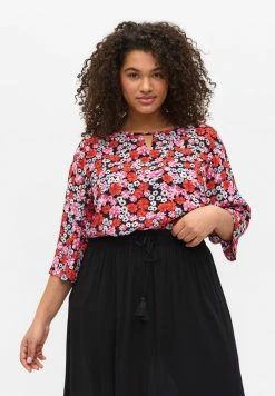 Zizzi MIT 3/4-ÄRMELN UND BLUMENPRINT - Blouse - Red Flower Aop