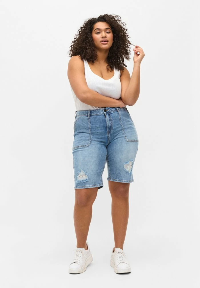 Zizzi Short En Jean - Light Blue Denim 1 Zizzi Short En Jean - Light Blue Denim