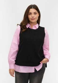 Zizzi MIT RUNDHALS UND SCHLITZEN - Débardeur - Black