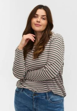 Zizzi Blouse - Rosa Green Stripe