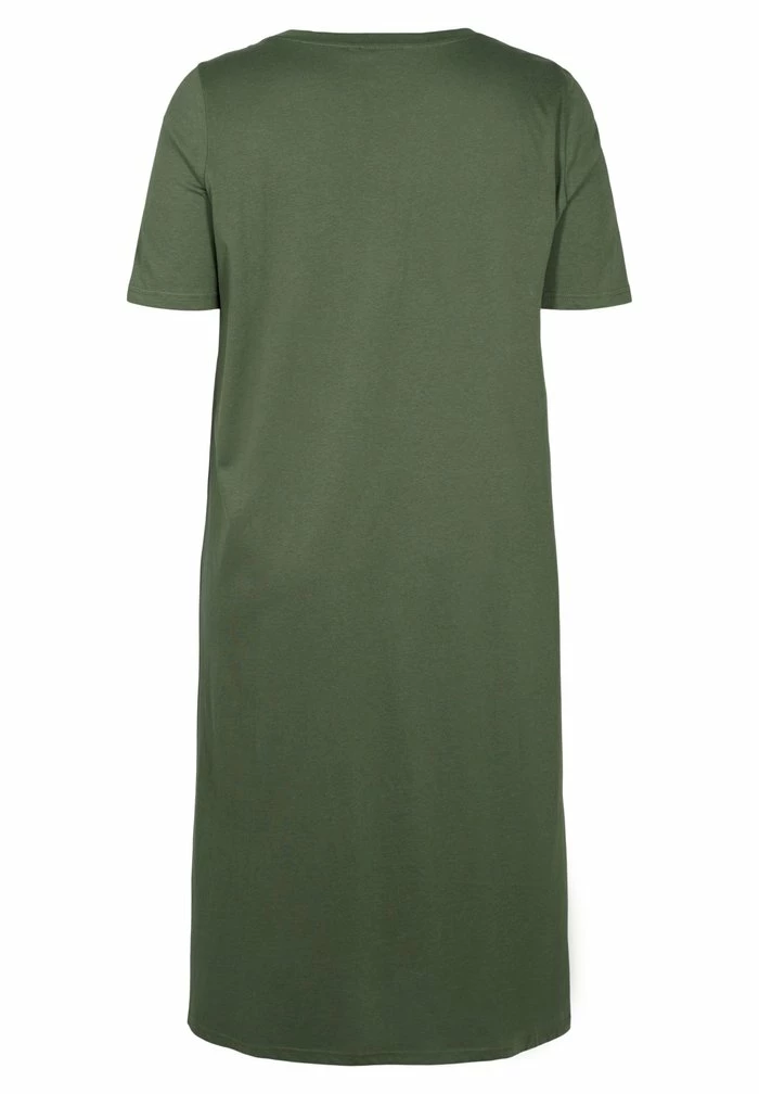 Zizzi WITH SIDE SLITS - Robe En Jersey - Thyme 2 Zizzi WITH SIDE SLITS - Robe En Jersey - Thyme – Image 2