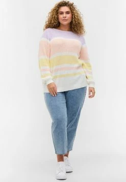 Zizzi Pullover - Purple, Pink, White