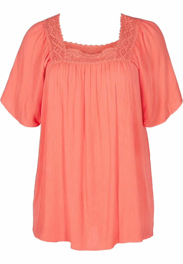 Zizzi KORTÆRMET VISKOSE - Blouse - Porcelain Rose 4 Zizzi KORTÆRMET VISKOSE - Blouse - Porcelain Rose – Image 4