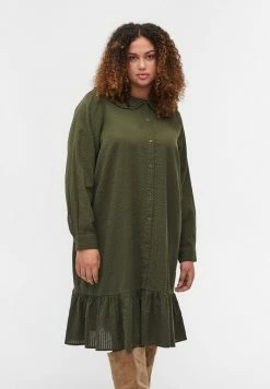 Zizzi MIT GROSSEM RÜSCHENKRAGEN - Robe Chemise - Green