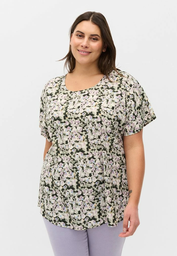 Zizzi Blouse - Green Purple Mix 1 Zizzi Blouse - Green Purple Mix