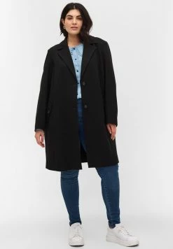 Zizzi WITH BUTTON FASTENING - Manteau Classique - Black
