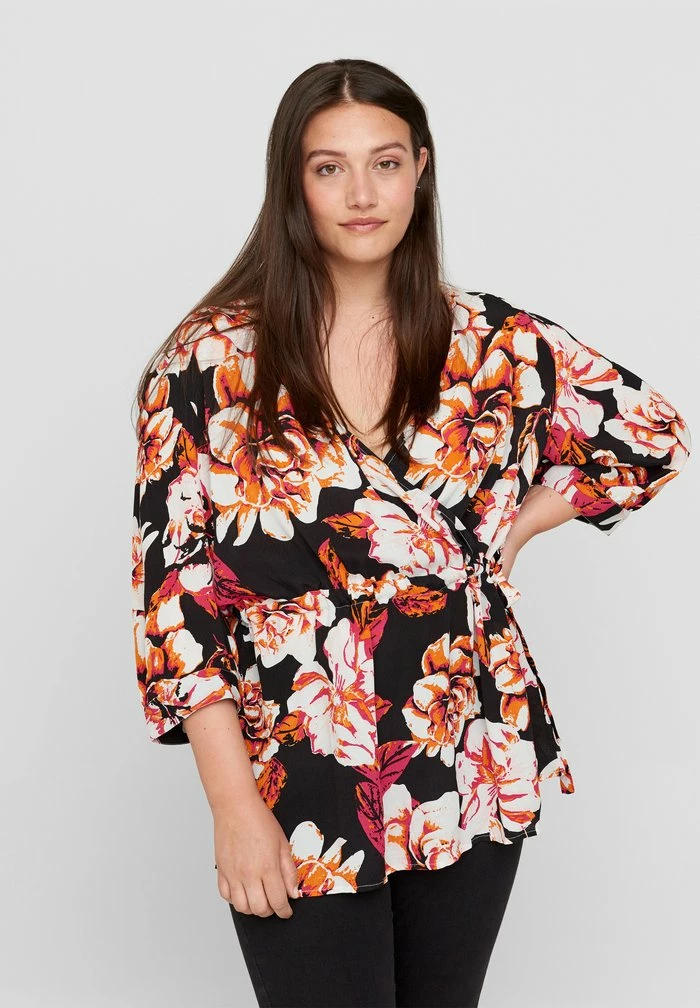 Zizzi Blouse - Black Big Flower 1 Zizzi Blouse - Black Big Flower