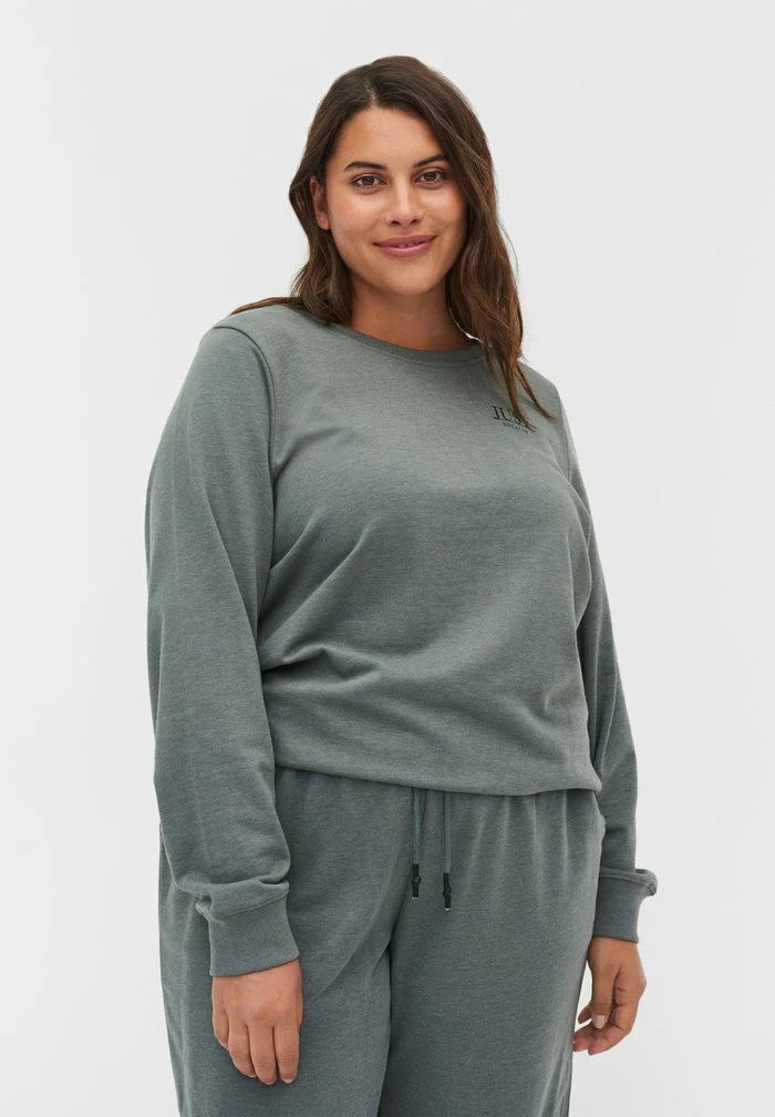 Zizzi Sweatshirt - Balsam Green Mel 3 Zizzi Sweatshirt - Balsam Green Mel – Image 3