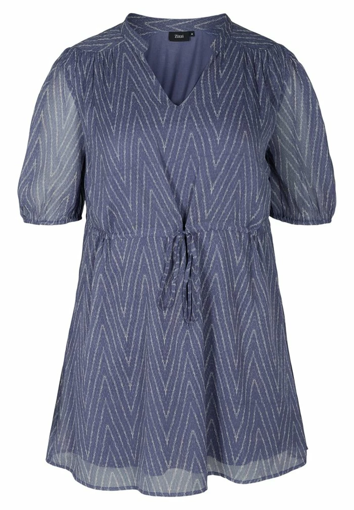 Zizzi Blouse - Blue Indigo Aop 4 Zizzi Blouse - Blue Indigo Aop – Image 4