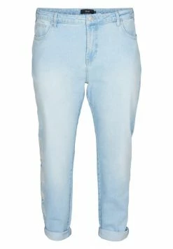 Zizzi MIT STICKEREI - Jean Slim - Light Blue Denim