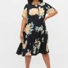 Zizzi Robe De Jour - Roses On Navy -France Zizzi Soldes 2022 1e19f1298a10489da7a4dbb3baa483f5