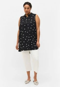 Zizzi ÄRMELLOSE AUS MIT KRAGEN - Débardeur - Black Dot