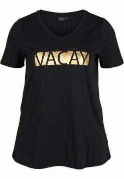 Zizzi MIT V-AUSSCHNITT - T-shirt Imprimé - Black