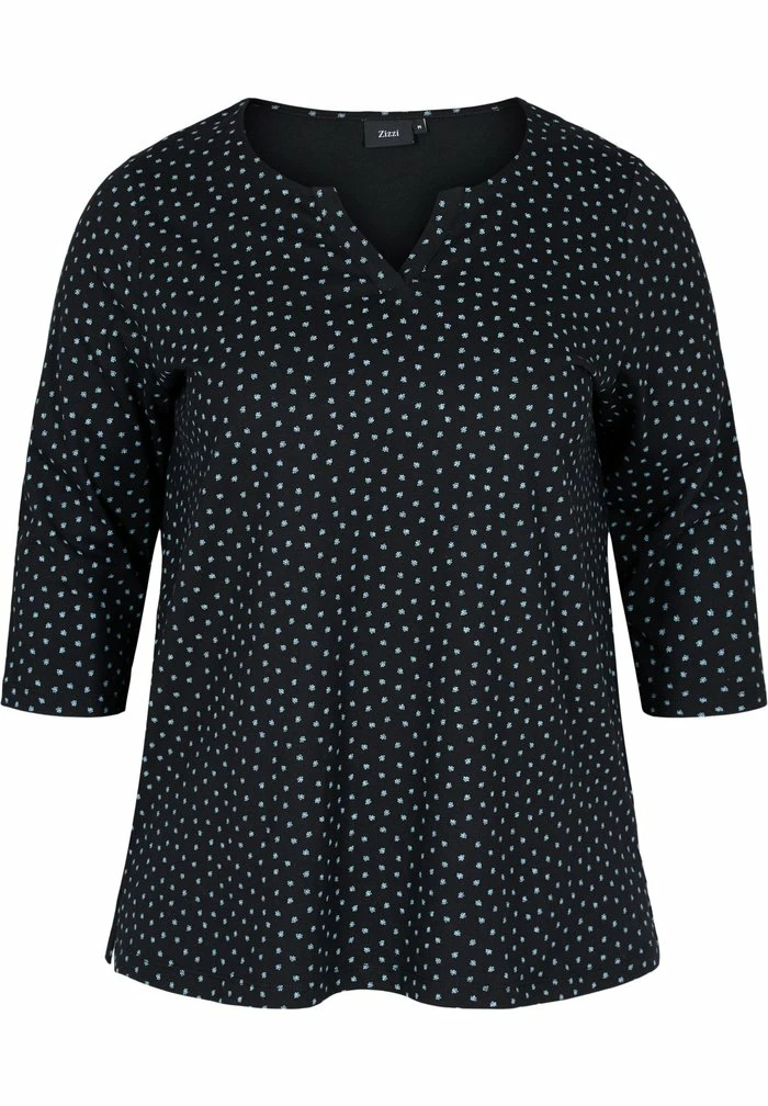 Zizzi Blouse - Black Light Blue 1 Zizzi Blouse - Black Light Blue