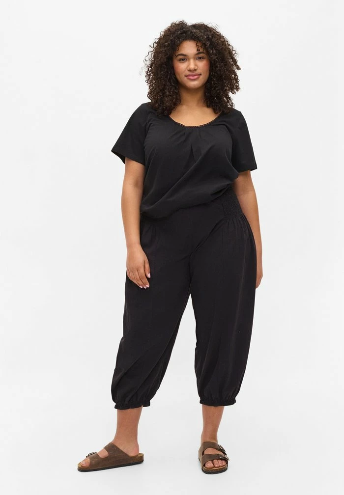 Zizzi SHORT SLEEVED - Blouse - Black 1 Zizzi SHORT SLEEVED - Blouse - Black