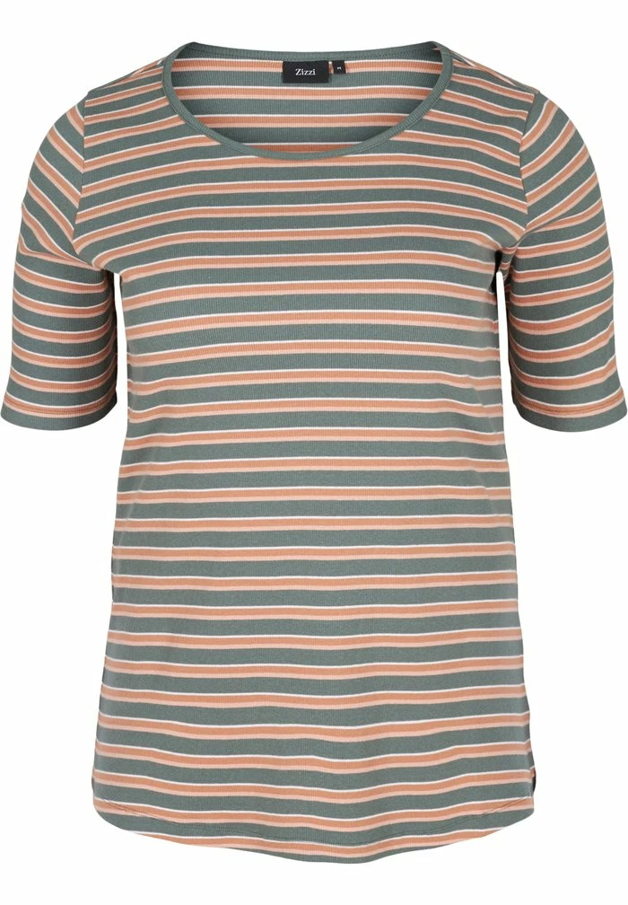 Zizzi T-shirt Imprimé - Balsam Green Stripe 4 Zizzi T-shirt Imprimé - Balsam Green Stripe – Image 4