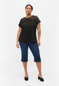 Zizzi SHORT SLEEVE - T-shirt Imprimé - Black