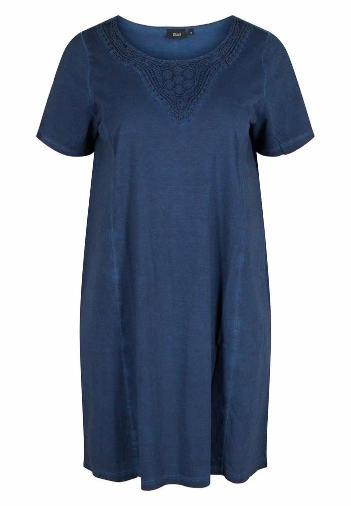 Zizzi Robe En Jersey - Blue Washed 4 Zizzi Robe En Jersey - Blue Washed – Image 4