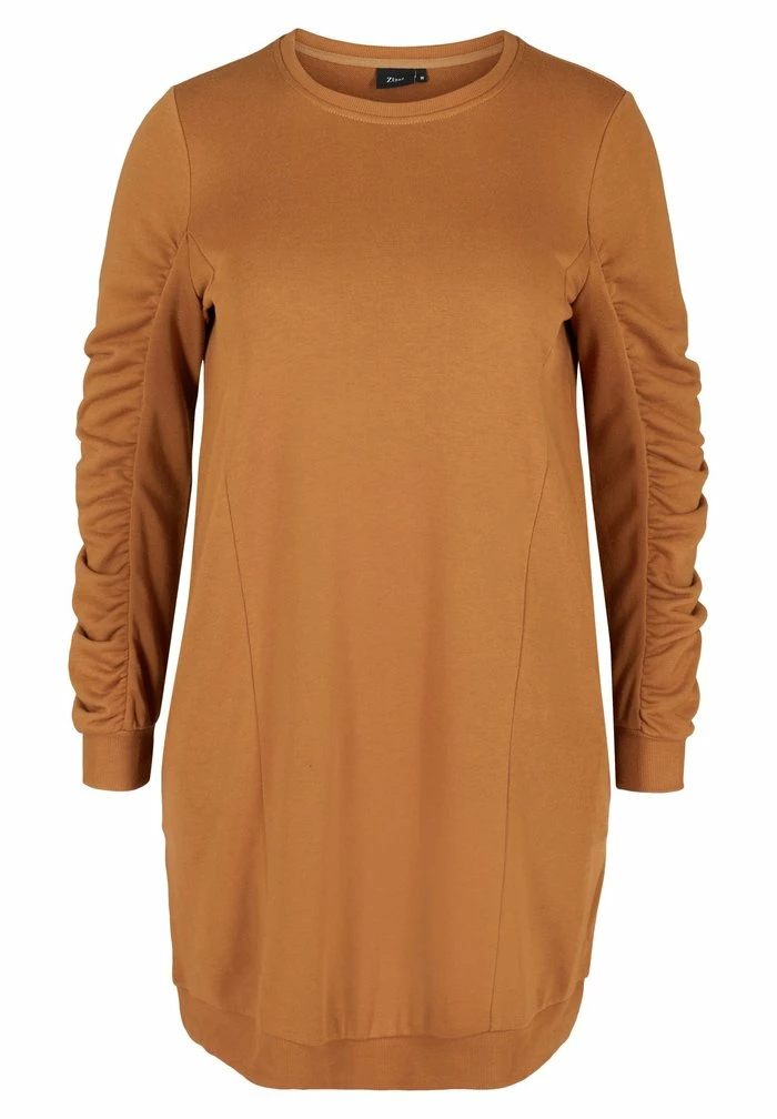 Zizzi MIT TASCHEN UND DRAPIERTEN ÄRMELN - Robe En Jersey - Brown 2 Zizzi MIT TASCHEN UND DRAPIERTEN ÄRMELN - Robe En Jersey - Brown – Image 2