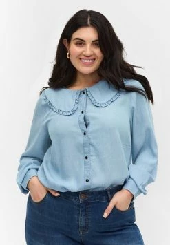 Zizzi Chemisier - Light Blue Denim
