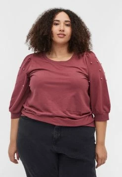 Zizzi BALLONÄRMELN UND PERLEN - Blouse - Bordeaux
