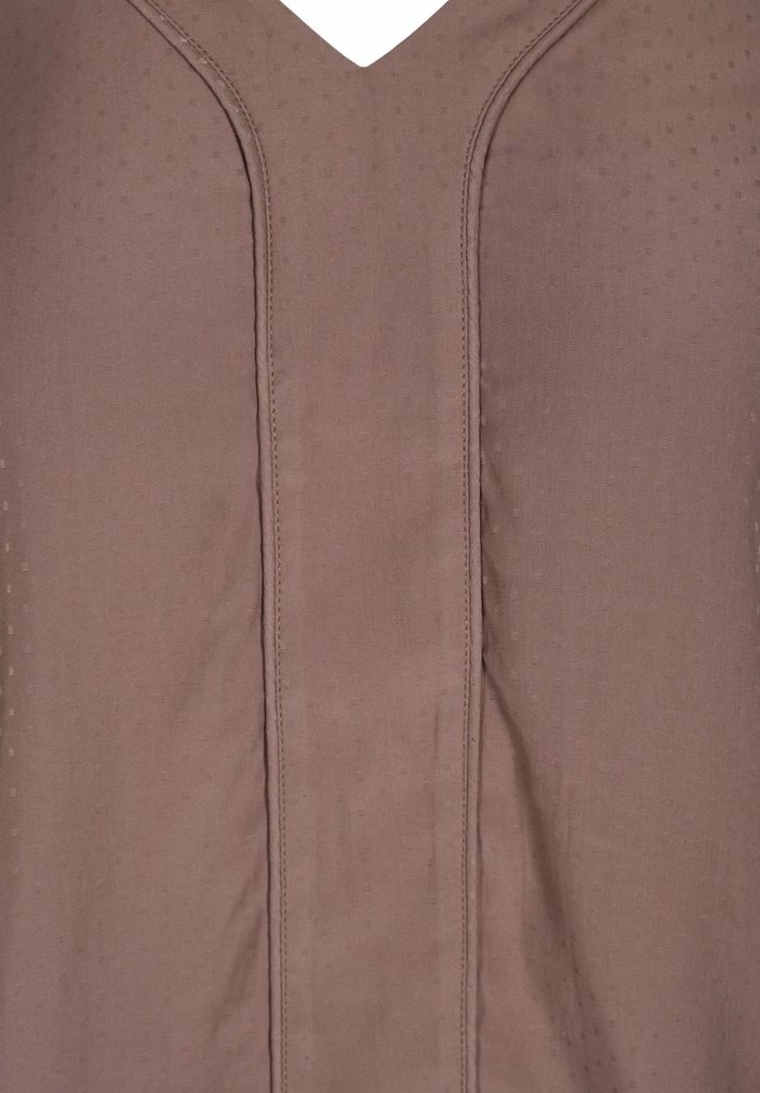 Zizzi MED V-UDSKÆRING OG SMOCK - Blouse - Deep Taupe 3 Zizzi MED V-UDSKÆRING OG SMOCK - Blouse - Deep Taupe – Image 3