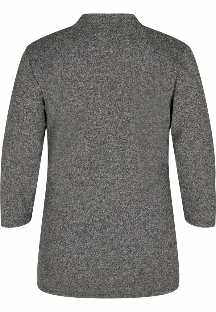 Zizzi Blouse - Dark Grey Melange 2 Zizzi Blouse - Dark Grey Melange – Image 2