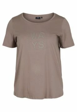 Zizzi KURZARM - T-shirt Imprimé - Brown