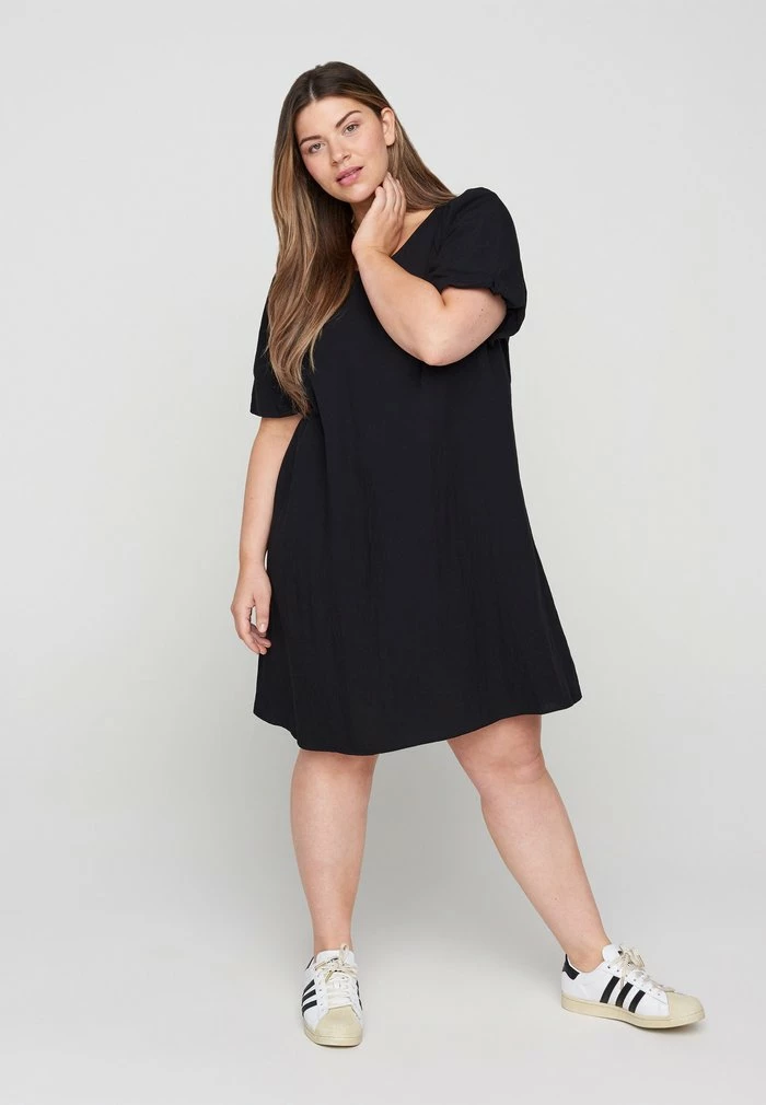 Zizzi Robe De Jour - Black 1 Zizzi Robe De Jour - Black