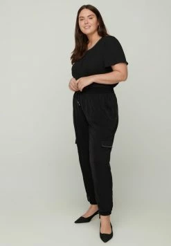 Zizzi MIT GROSSEN TASCHEN - Pantalon Classique - Black