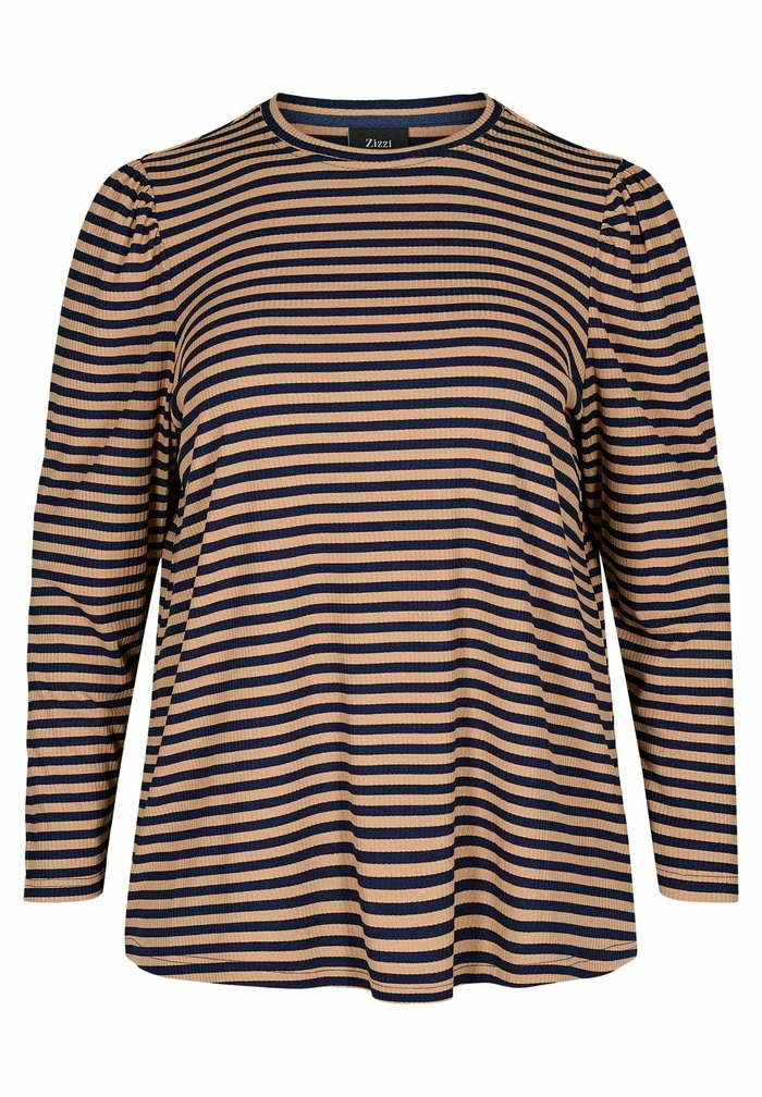 Zizzi Blouse - Blue Camel Stripe 4 Zizzi Blouse - Blue Camel Stripe – Image 4
