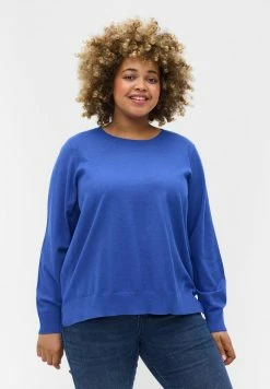 Zizzi LANGARM MIT SCHLITZ - Pullover - Dazzling Blue Mel