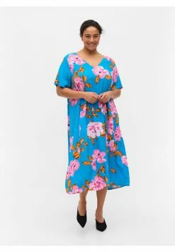Zizzi Robe De Jour - Blue Pink Flower