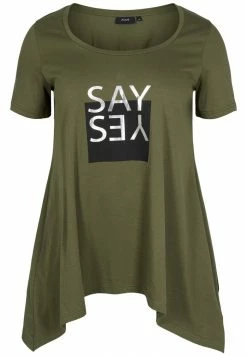 Zizzi MIT A LINIE - T-shirt Imprimé - Ivy Green Yes