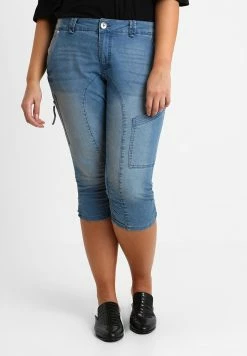 Zizzi CAPRI - Short En Jean - Light Blue Denim